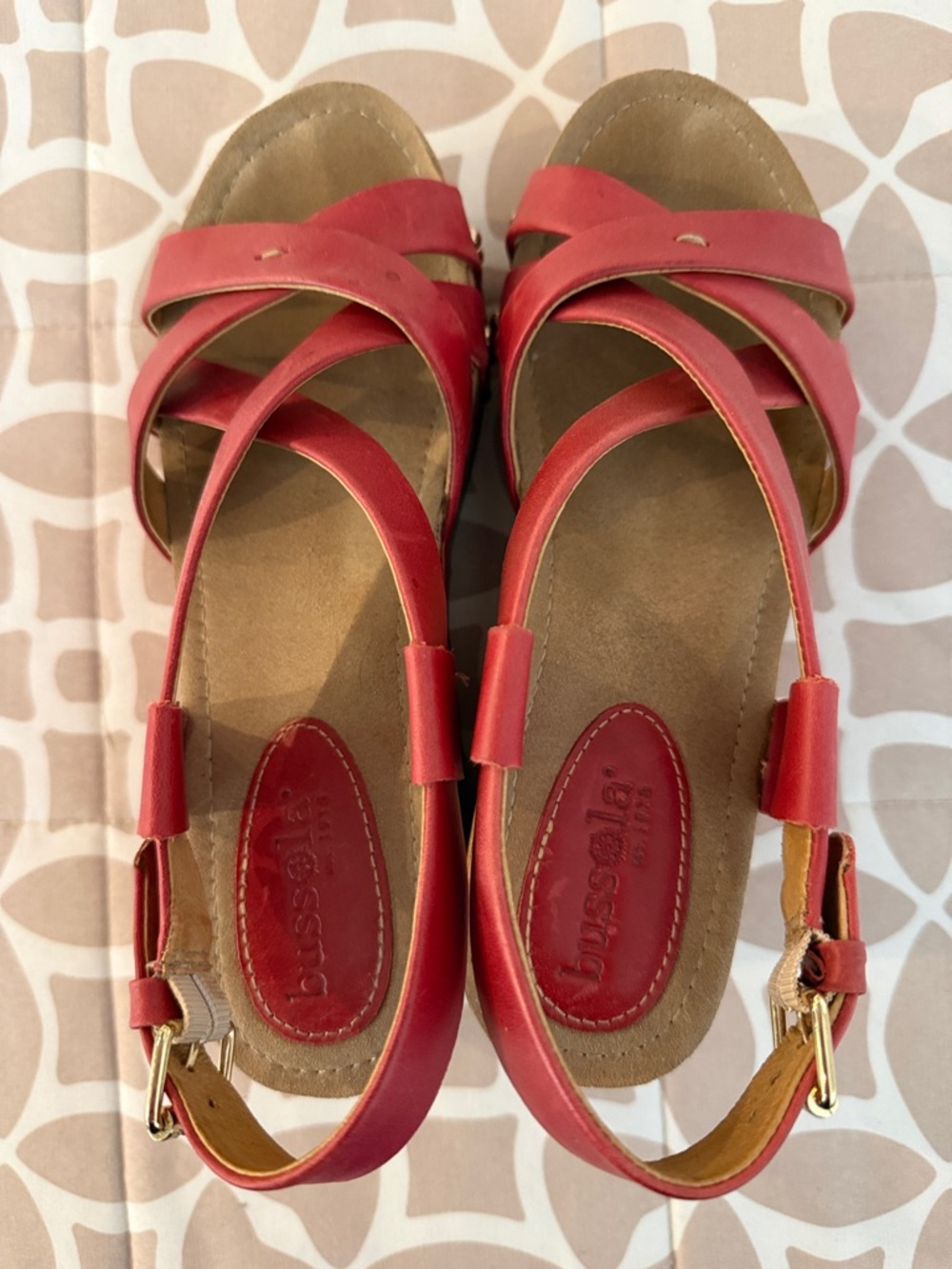 bussola Red Leather Crisscross Slingback Sandals - Picture 4 of 4